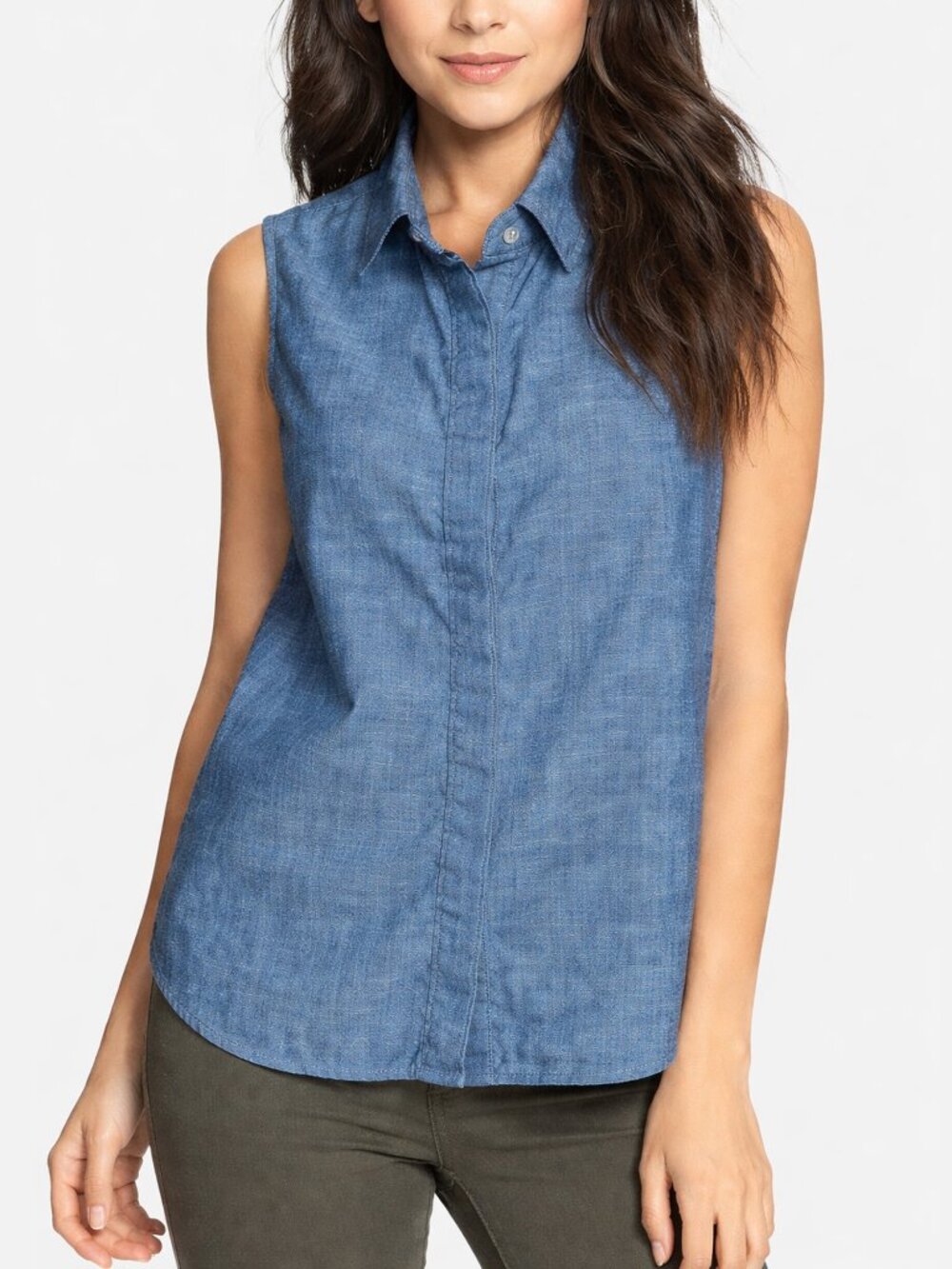 Rag & Bone Chambray Sleeveless Button Front Tank Size L